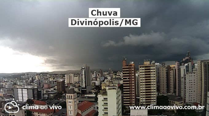 na imagem mostra a evolução de chuva sobre a cidade de Divinópolis/MG